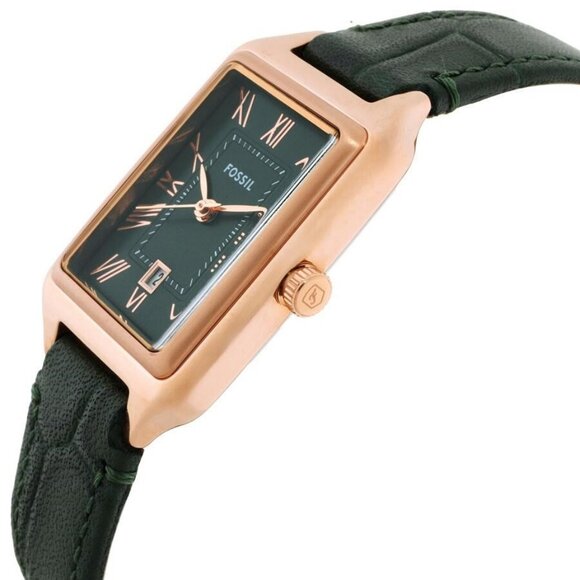 NWT Authentic Fossil Raquel Quartz Green Dial Women's Watch - Picture 2 of 3